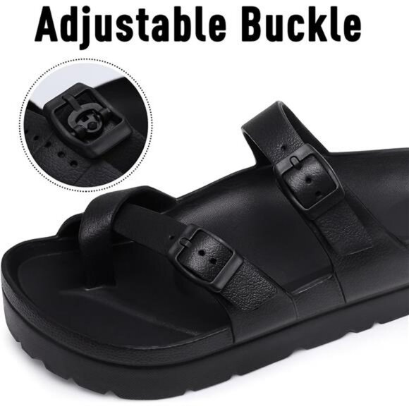 Women's Platform Sandals with Arch Support Comfortable Foam Slides Summer Beach - Picture 5 of 7